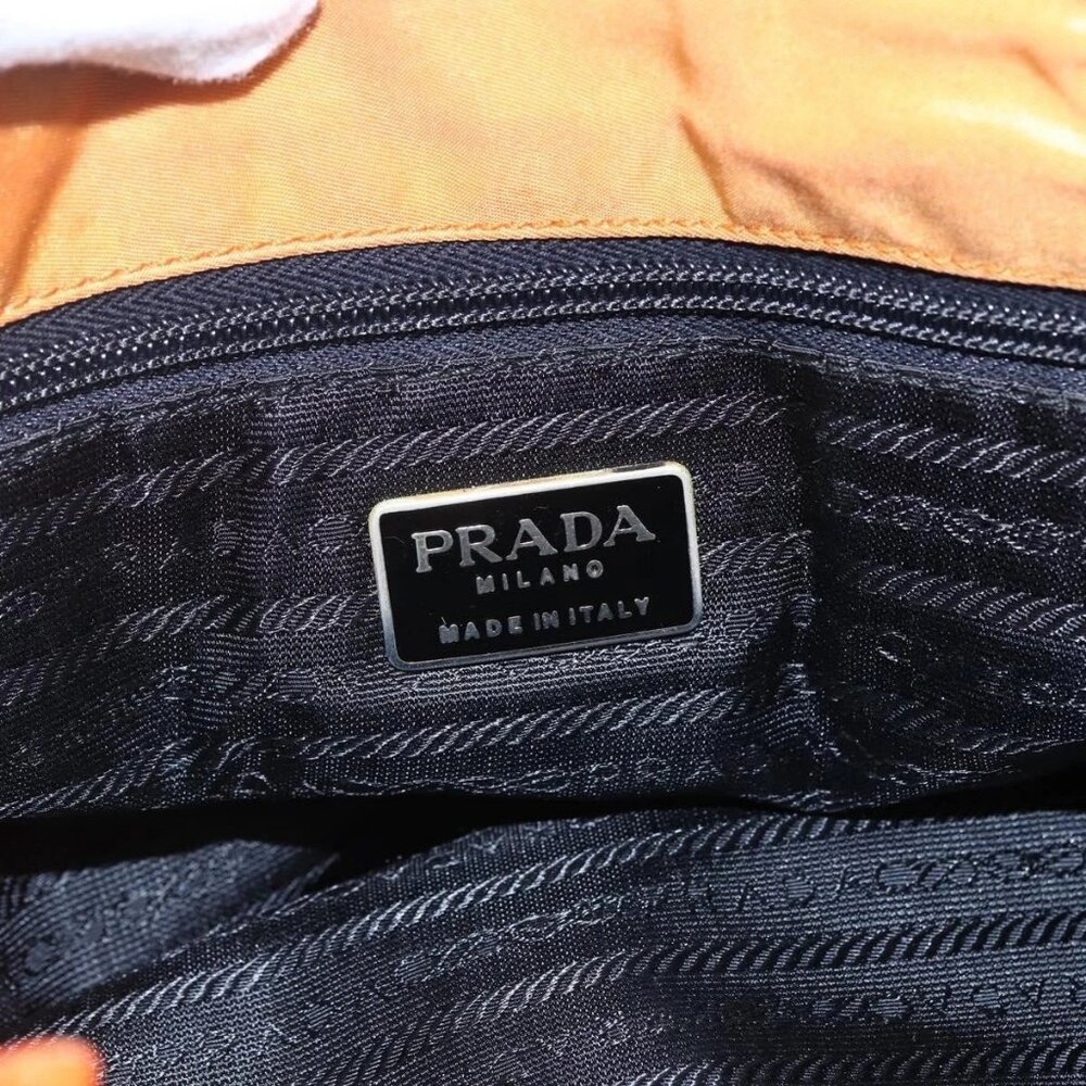 PRADA Chain Shoulder Bag Nylon Orange Gold - Picture 11 of 16